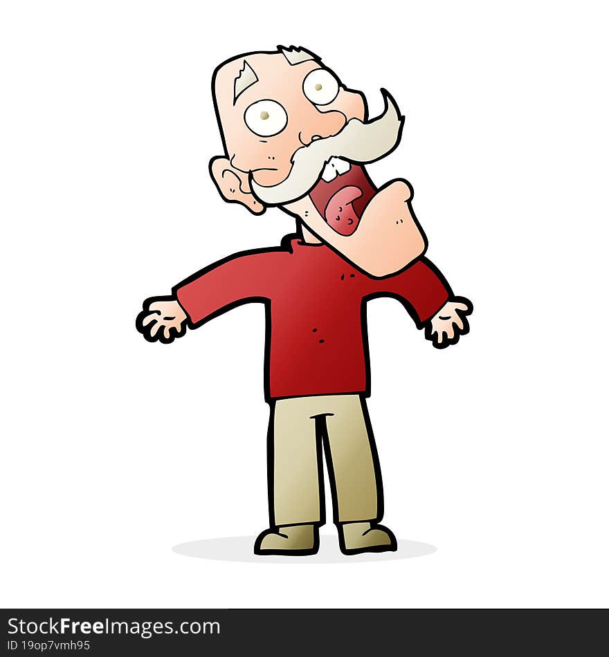 cartoon terrified old man