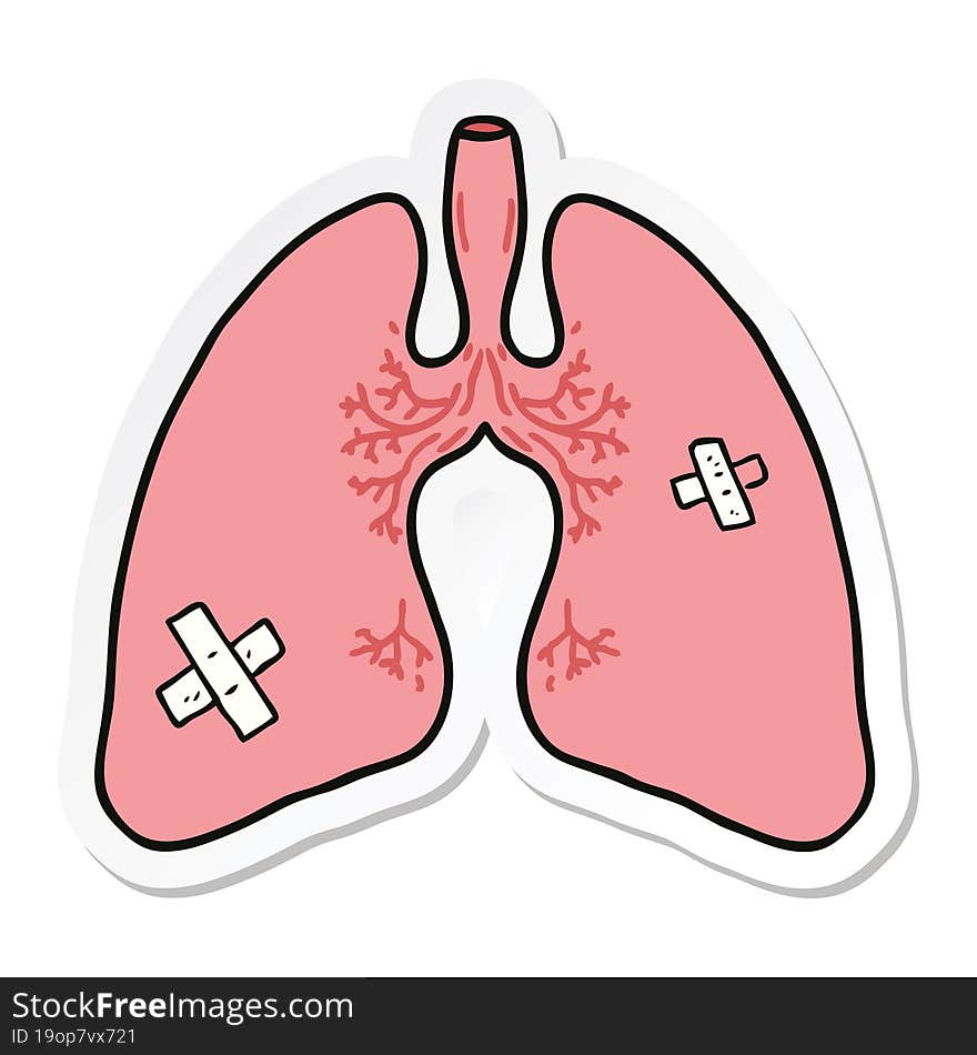 sticker of a cartoon lungs