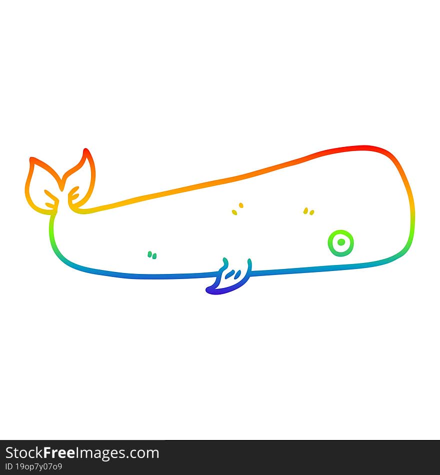 Rainbow Gradient Line Drawing Cartoon Sea Whale