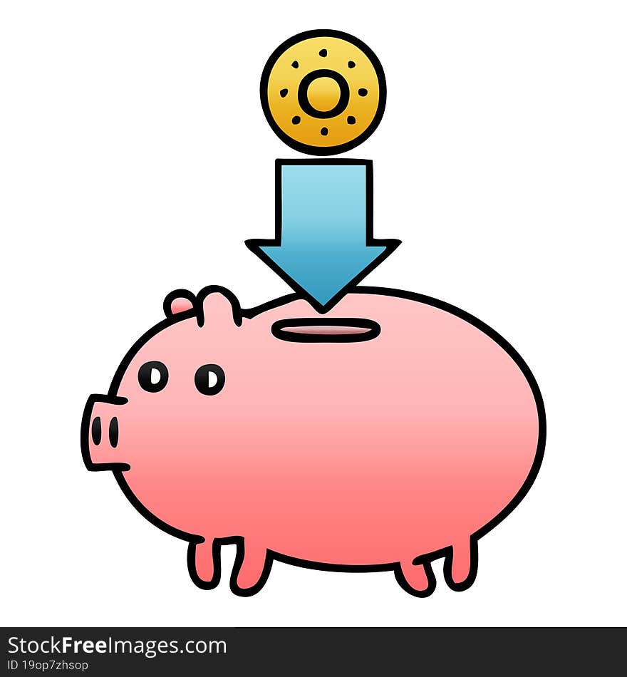 Gradient Shaded Cartoon Piggy Bank