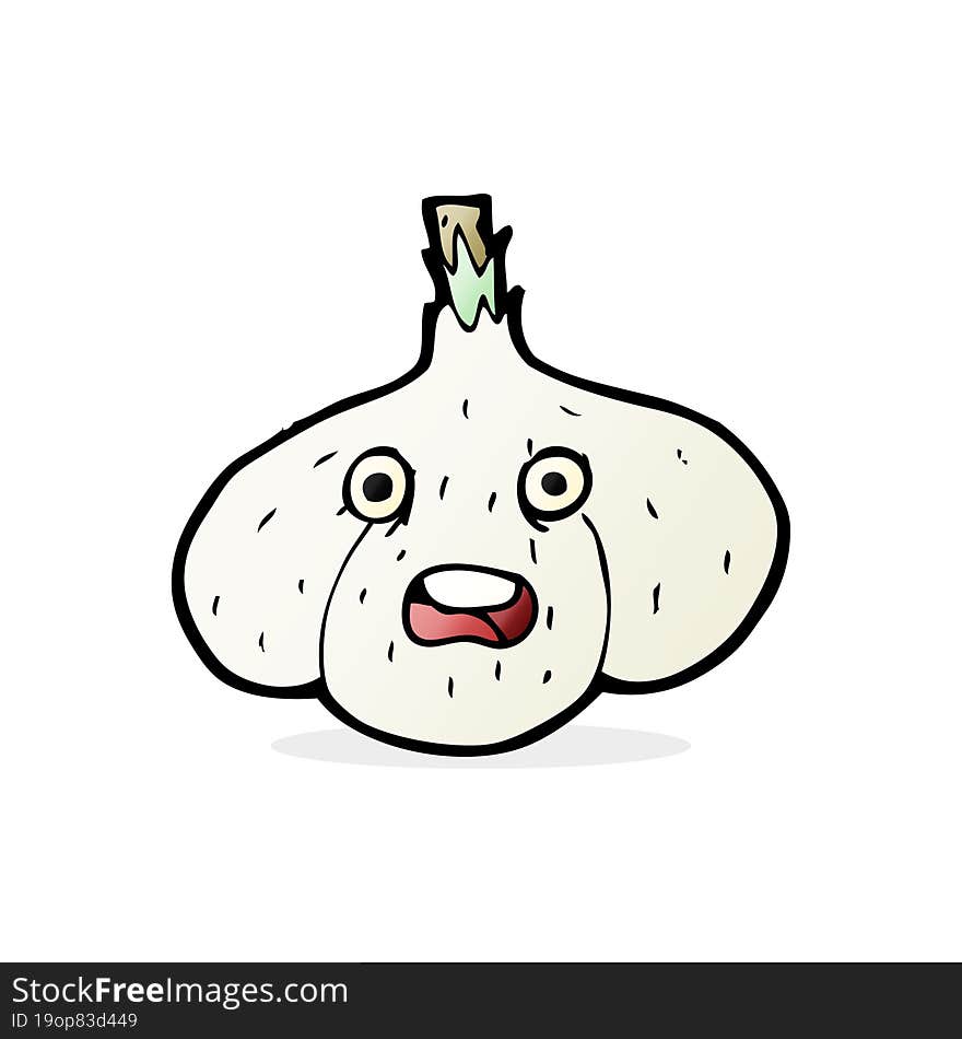 cartoon organice garlic with face. cartoon organice garlic with face