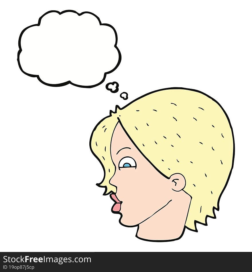 Cartoon Female Face With Thought Bubble