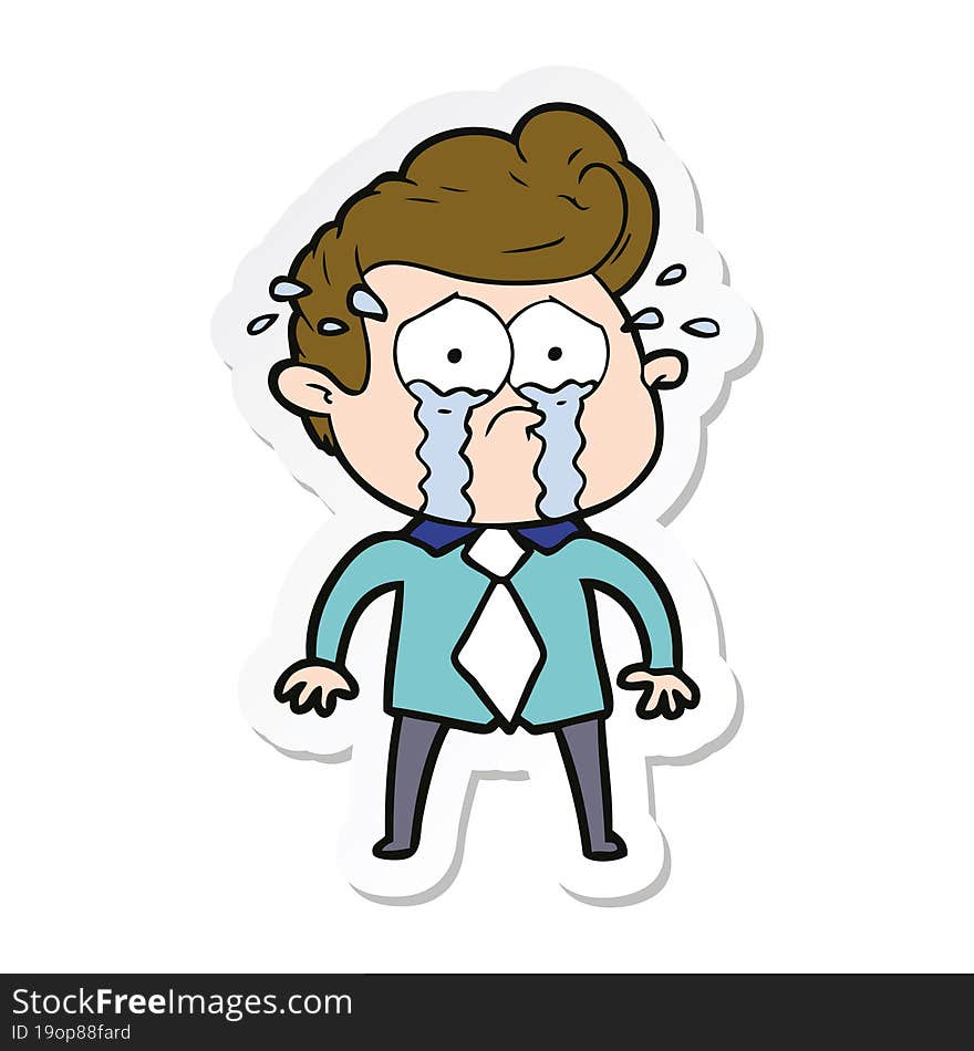 sticker of a cartoon crying man