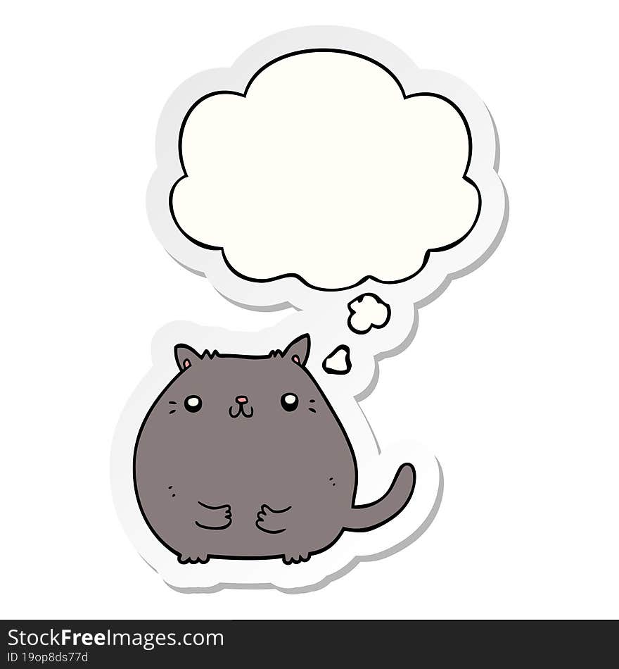 cartoon cat and thought bubble as a printed sticker