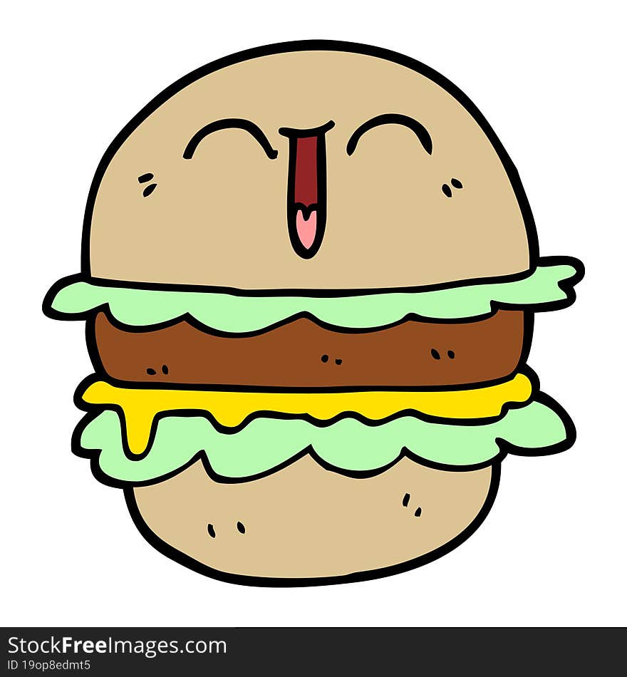 hand drawn doodle style cartoon burger