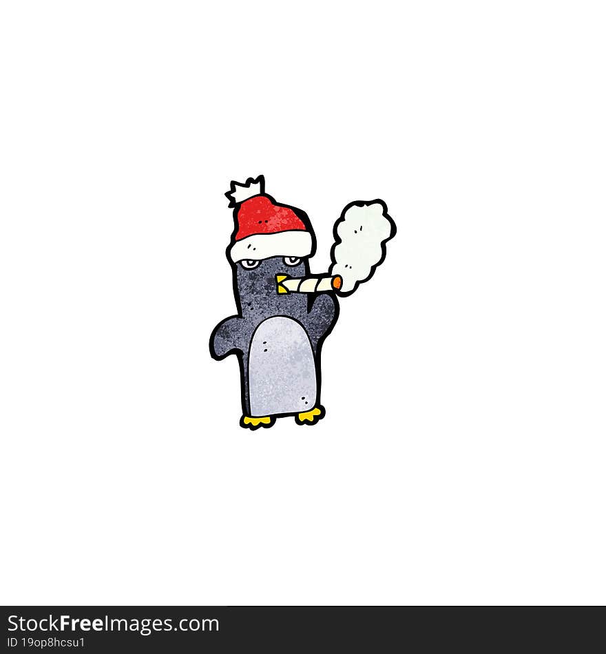 Cute Christmas Penguin Smoking Cigarette