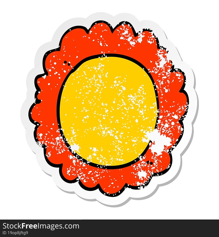 distressed sticker of a cartoon flower