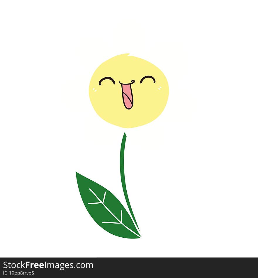 quirky hand drawn cartoon happy flower