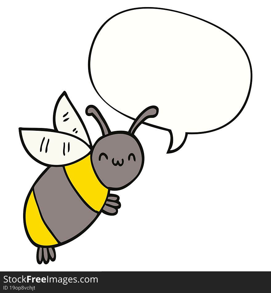 cute cartoon bee with speech bubble. cute cartoon bee with speech bubble