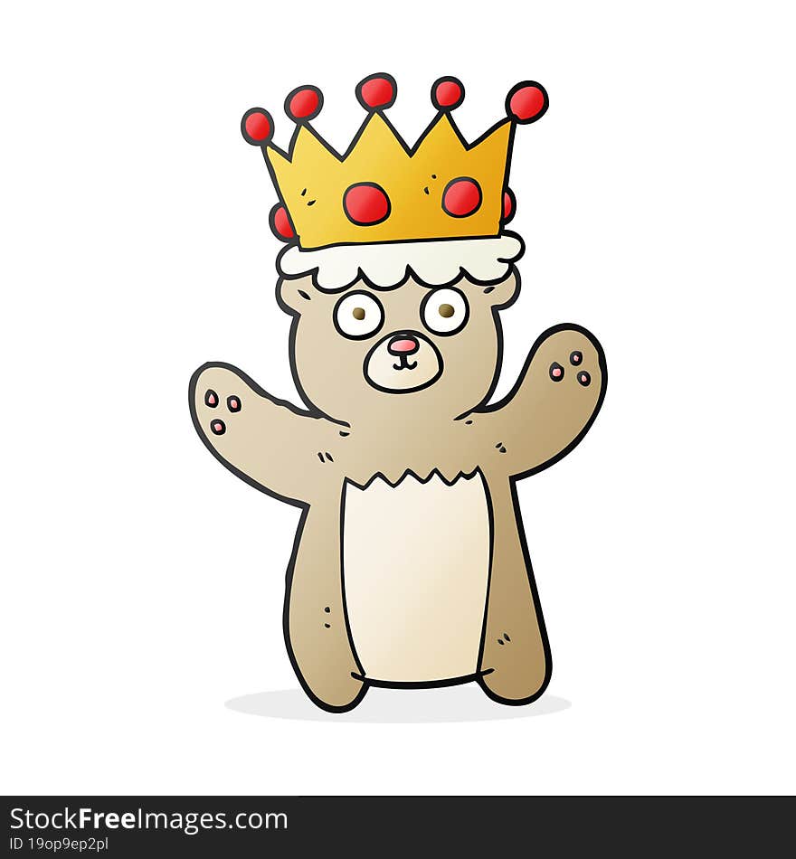 freehand drawn cartoon teddy bear wearing crown