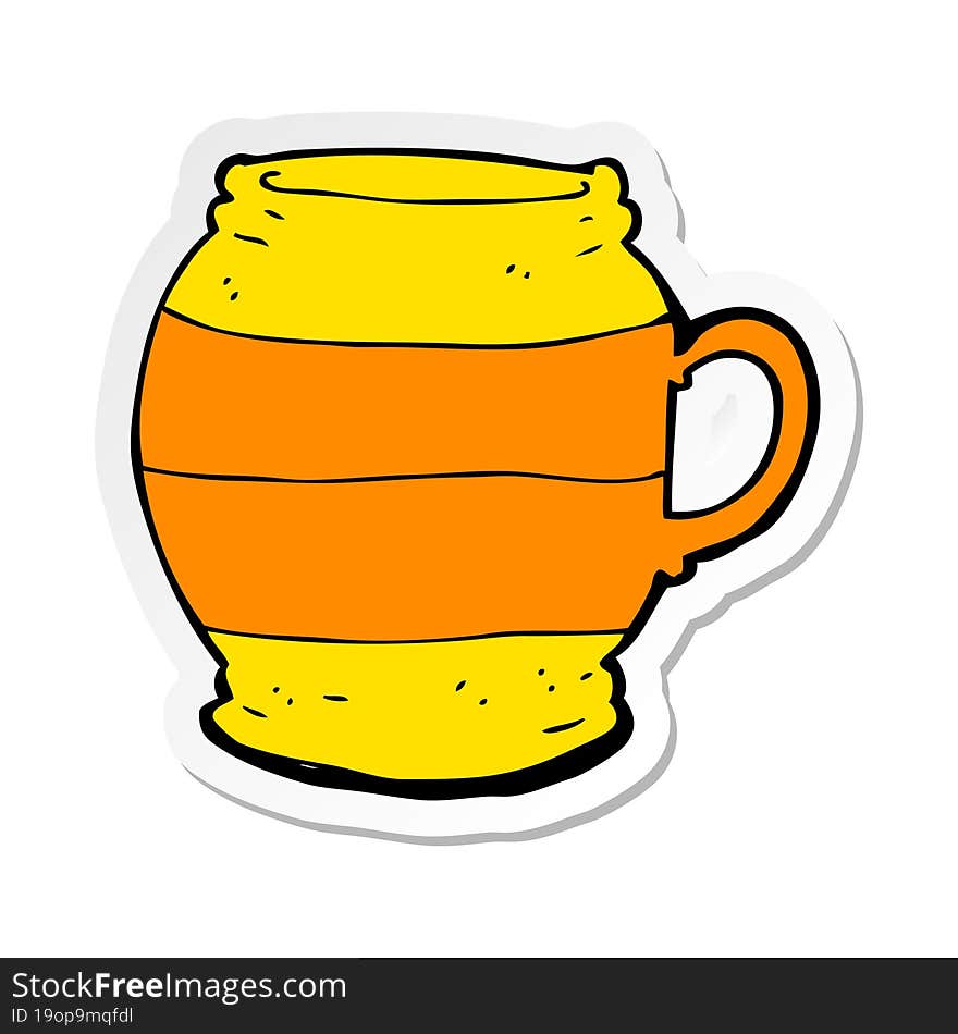 Sticker Of A Cartoon Big Mug