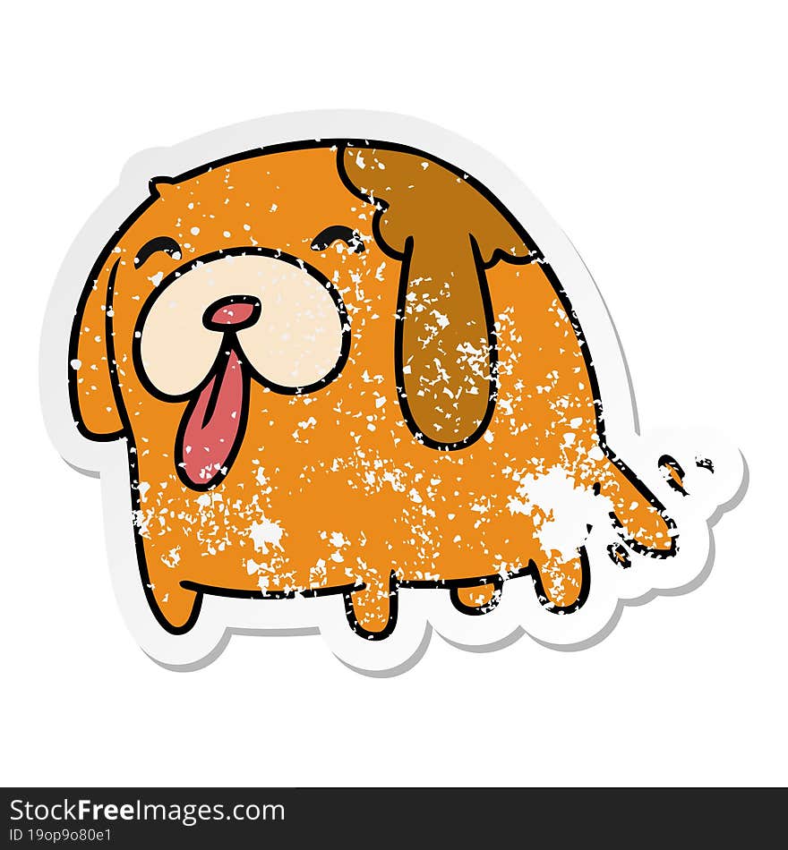 distressed sticker cartoon illustration kawaii of a cute dog. distressed sticker cartoon illustration kawaii of a cute dog