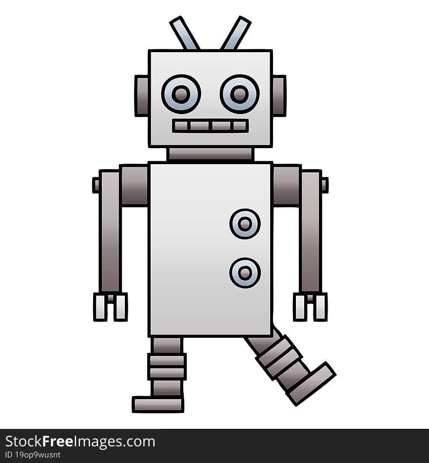 gradient shaded cartoon dancing robot