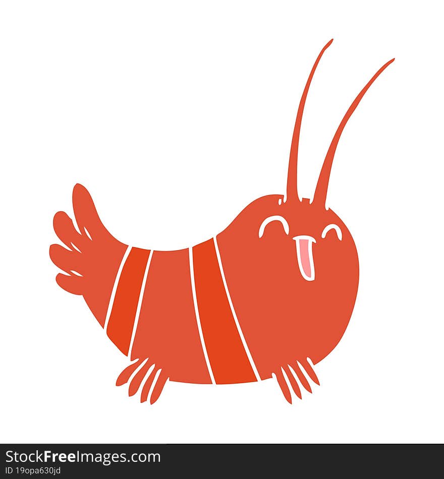 Flat Color Style Cartoon Crayfish