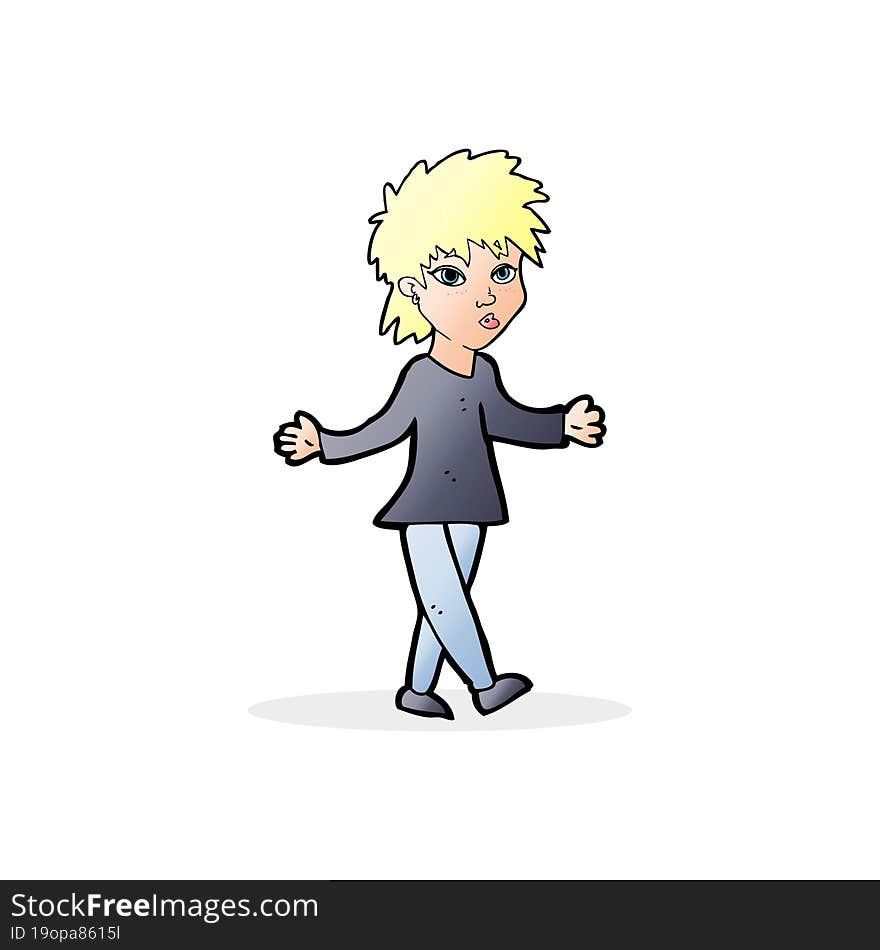 cartoon woman shrugging shoulders