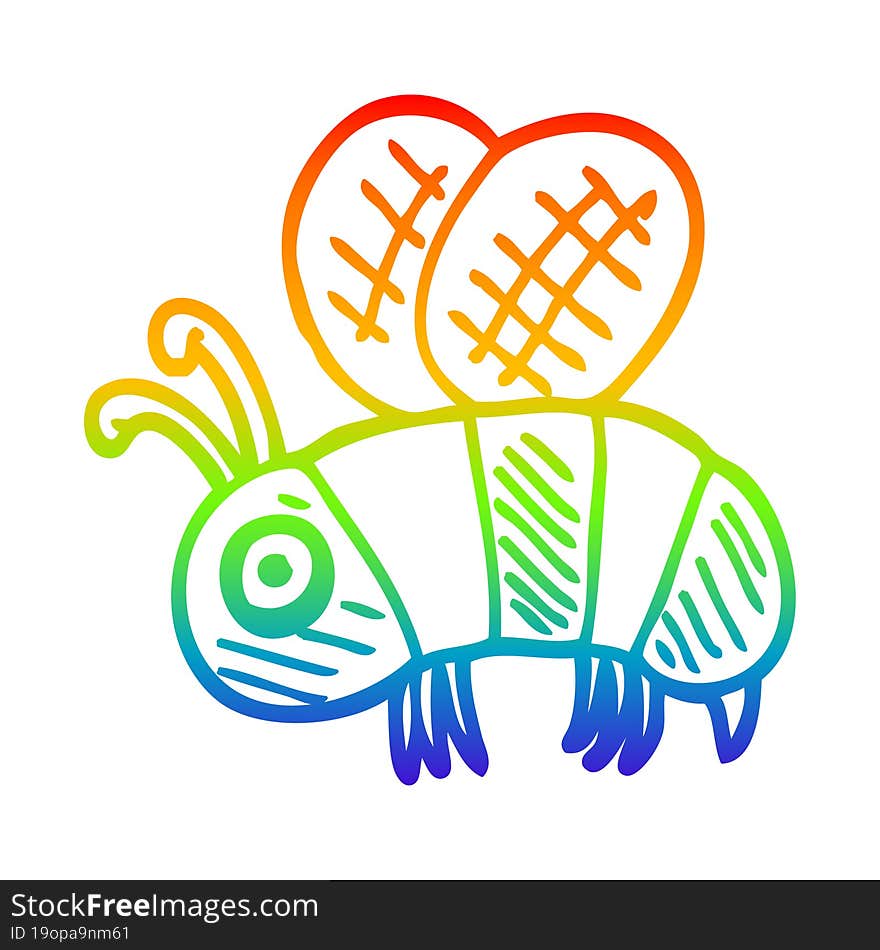 rainbow gradient line drawing cartoon anxious bee