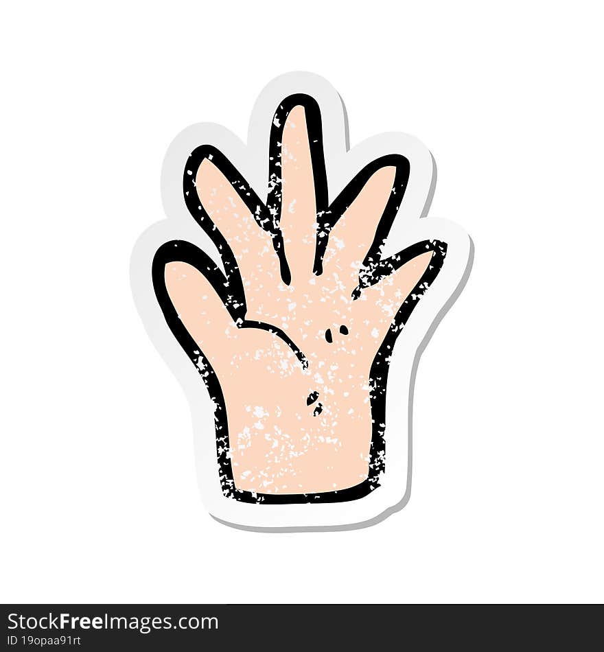 retro distressed sticker of a cartoon hand symbol