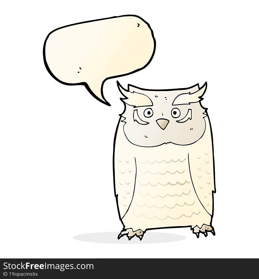 cartoon owl with speech bubble