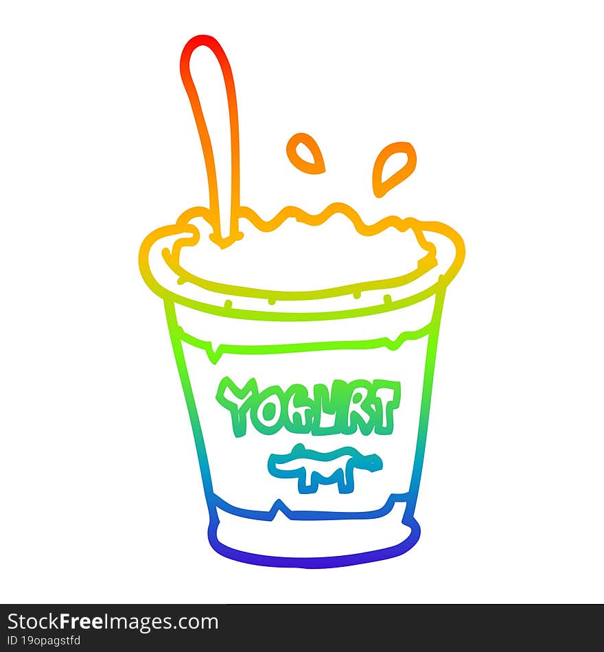 rainbow gradient line drawing cartoon yogurt