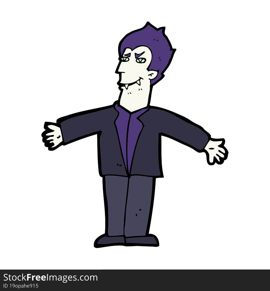 cartoon vampire man with open arms