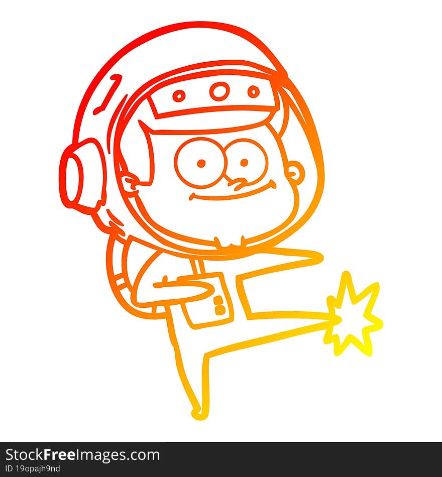 warm gradient line drawing happy astronaut cartoon