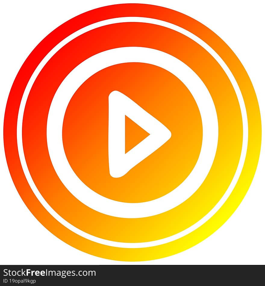 play button circular in hot gradient spectrum