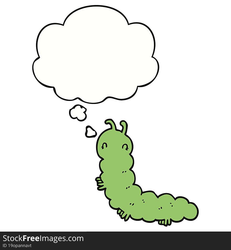 cartoon caterpillar and thought bubble