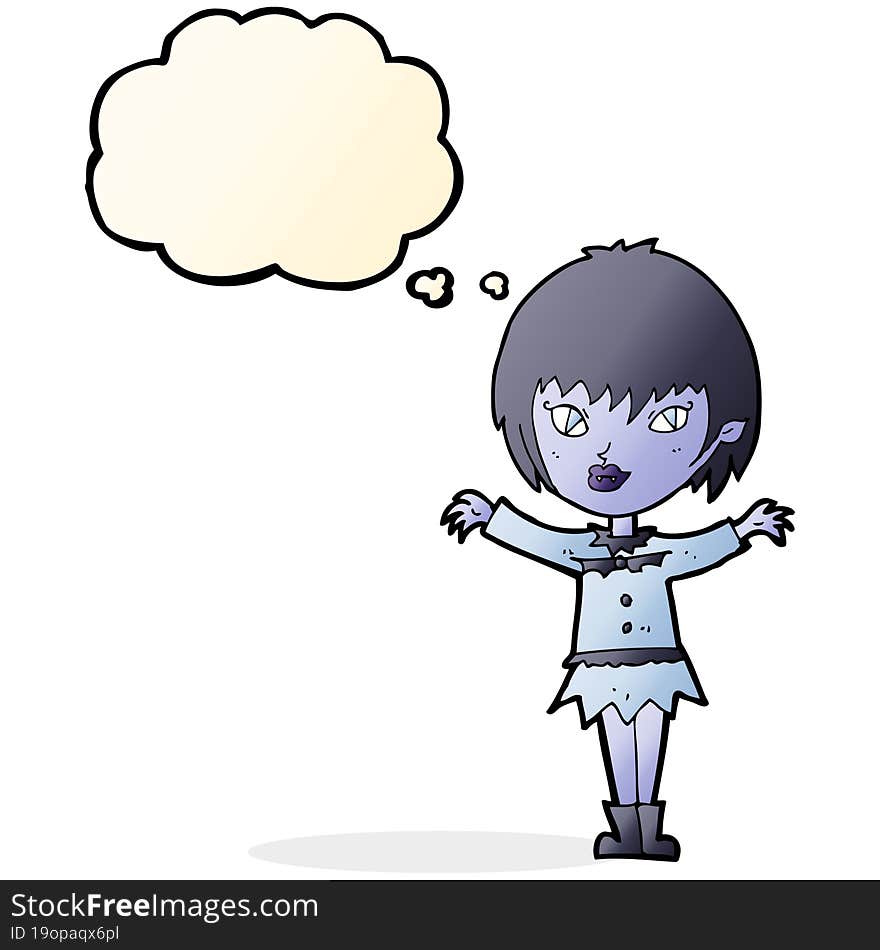 cartoon vampire girl with thought bubble