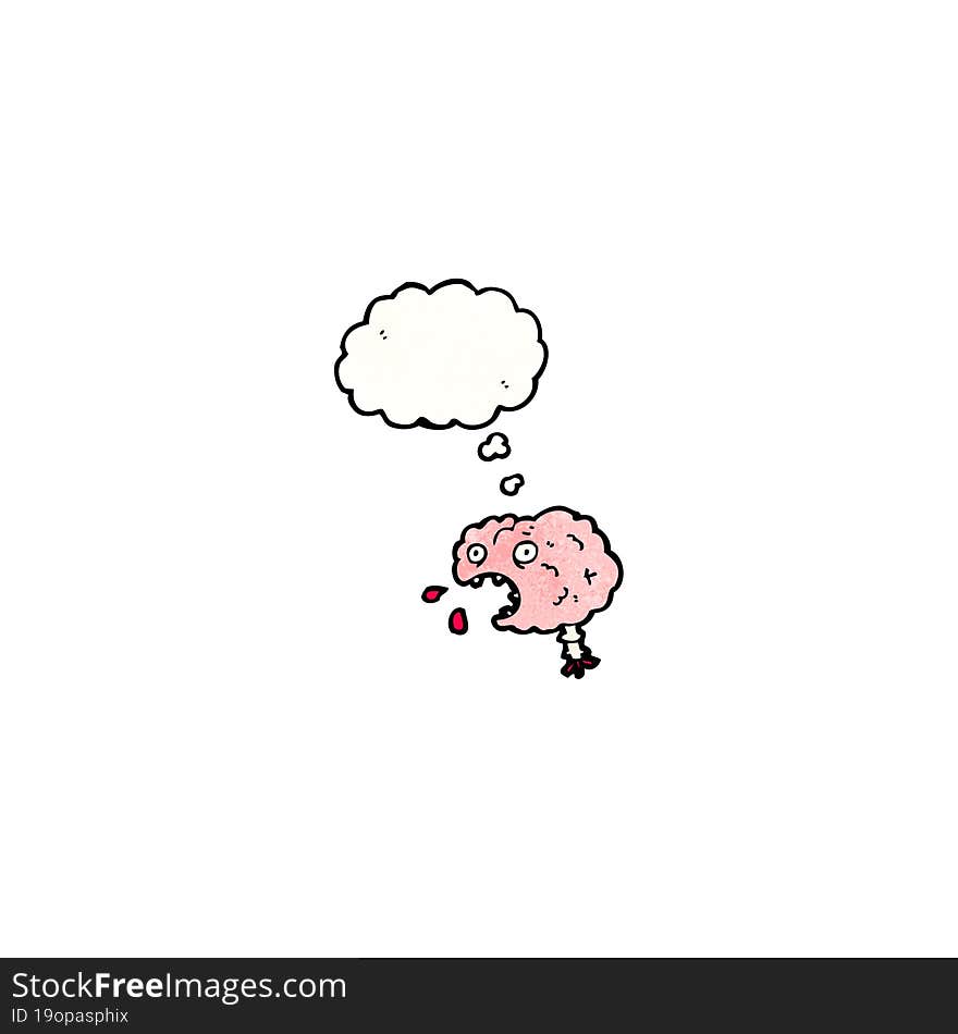 cartoon brain with thought bubble