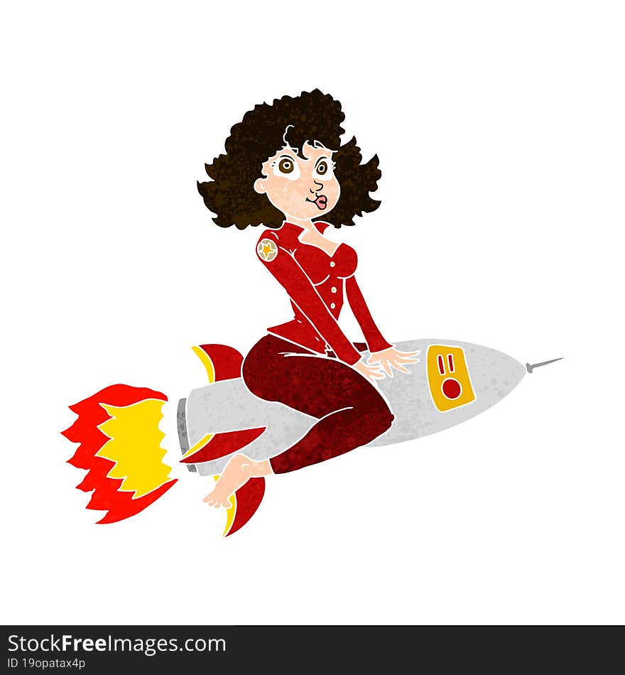 Cartoon Army Pin Up Girl Riding Missile