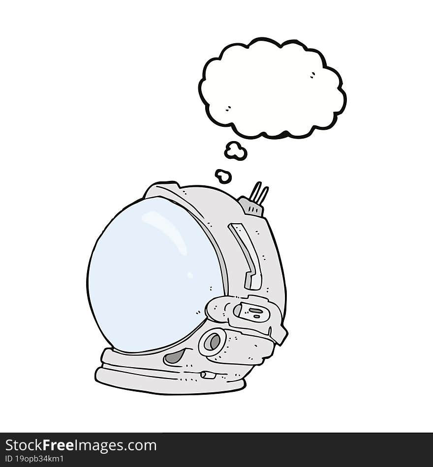 cartoon astronaut helmet with thought bubble