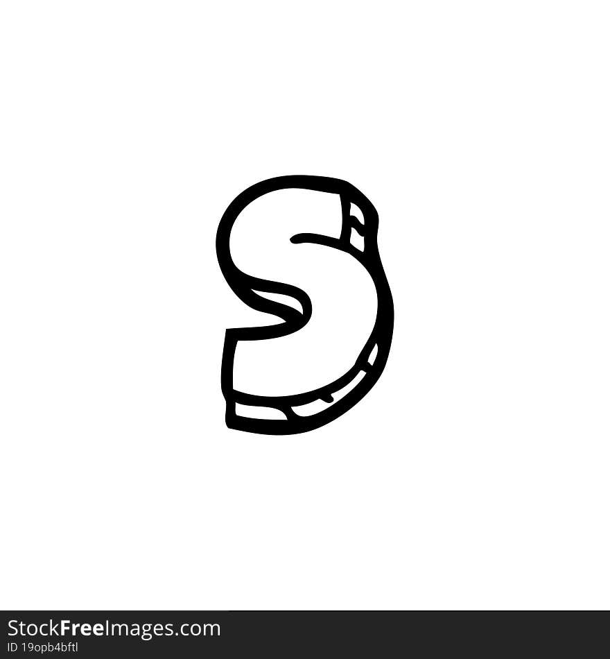 line drawing cartoon letter s