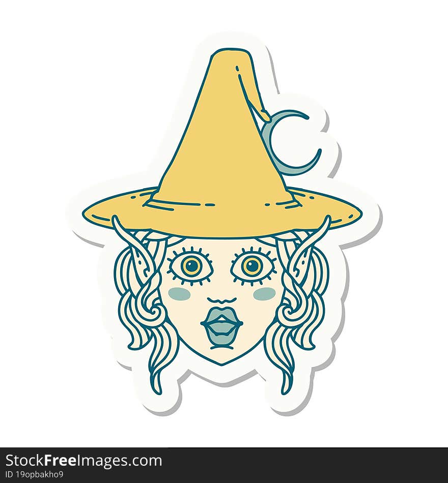 Elf Mage Character Face Sticker