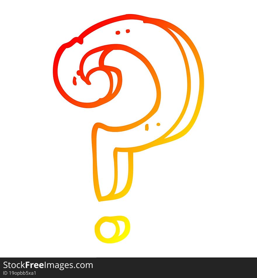 warm gradient line drawing cartoon question mark