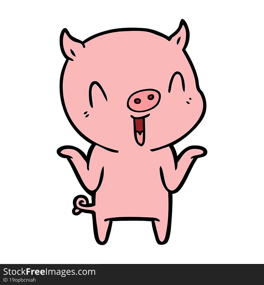 happy cartoon pig. happy cartoon pig