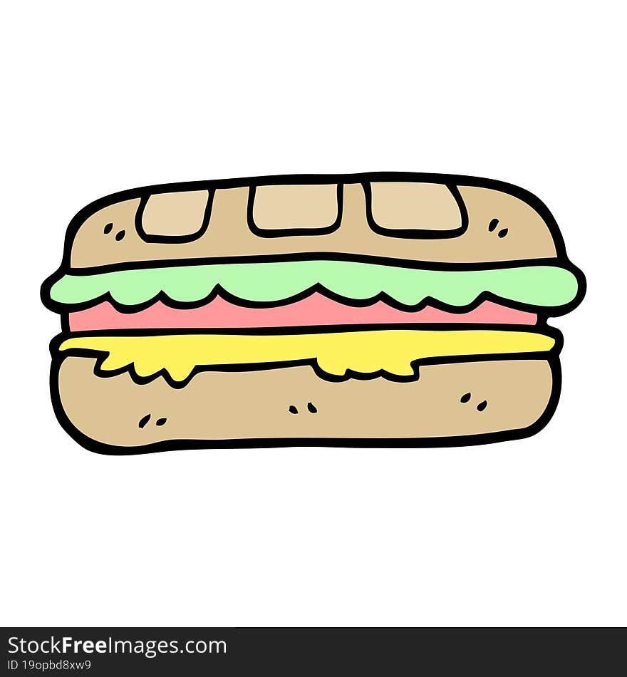 hand drawn doodle style cartoon tasty sandwich