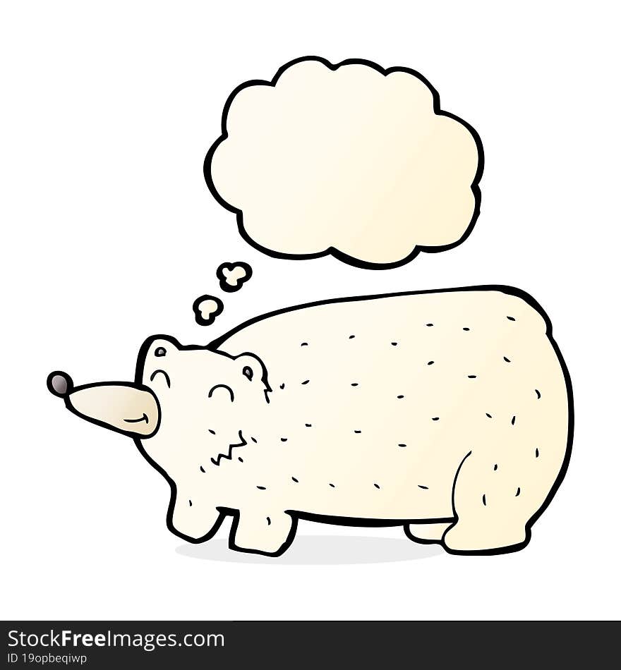 Funny Cartoon Polar Bear With Thought Bubble