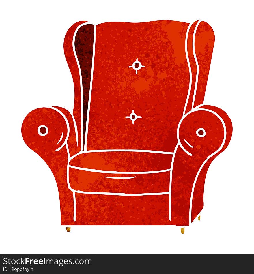 retro cartoon doodle of an old armchair