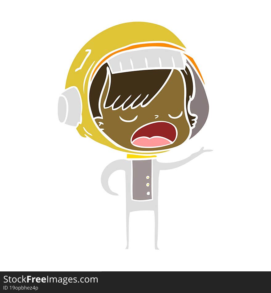 Flat Color Style Cartoon Astronaut Woman Explaining