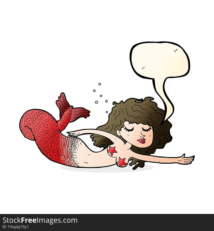 cartoon mermaid with speech bubble