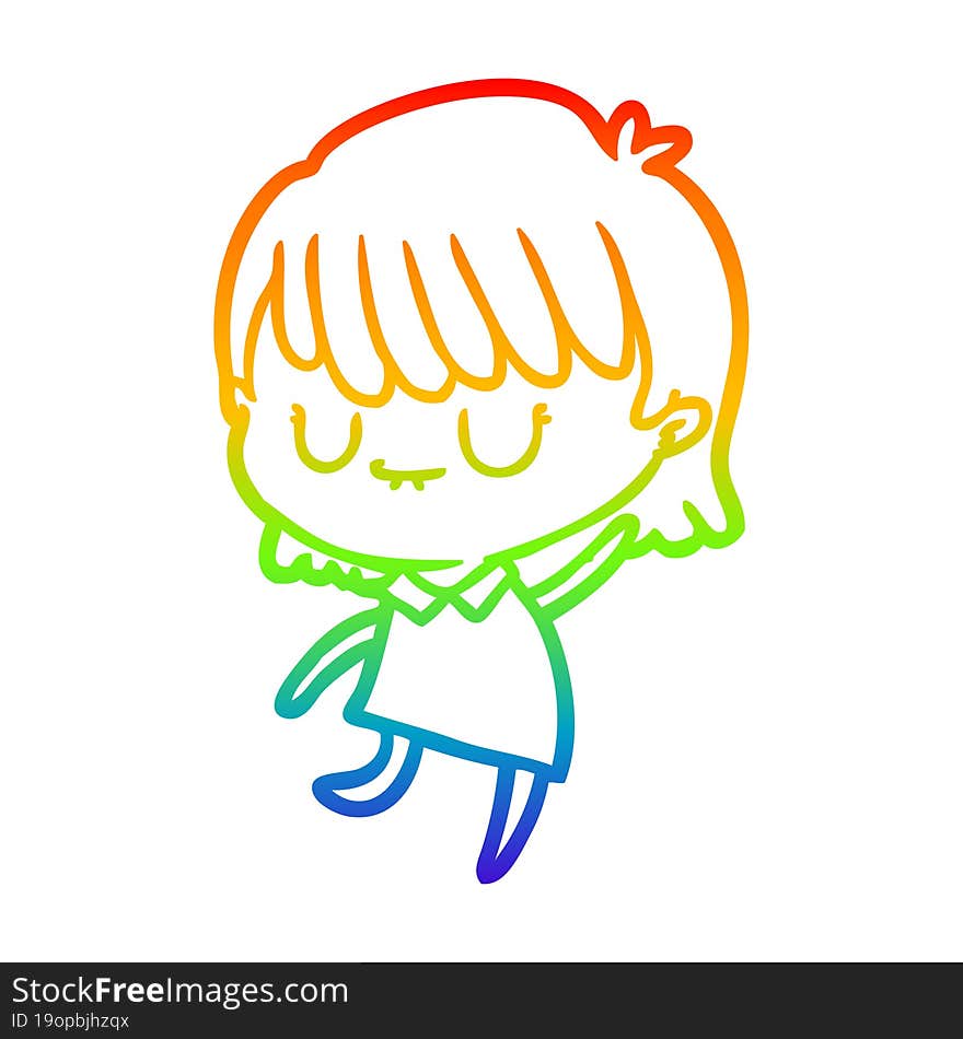 rainbow gradient line drawing of a cartoon woman