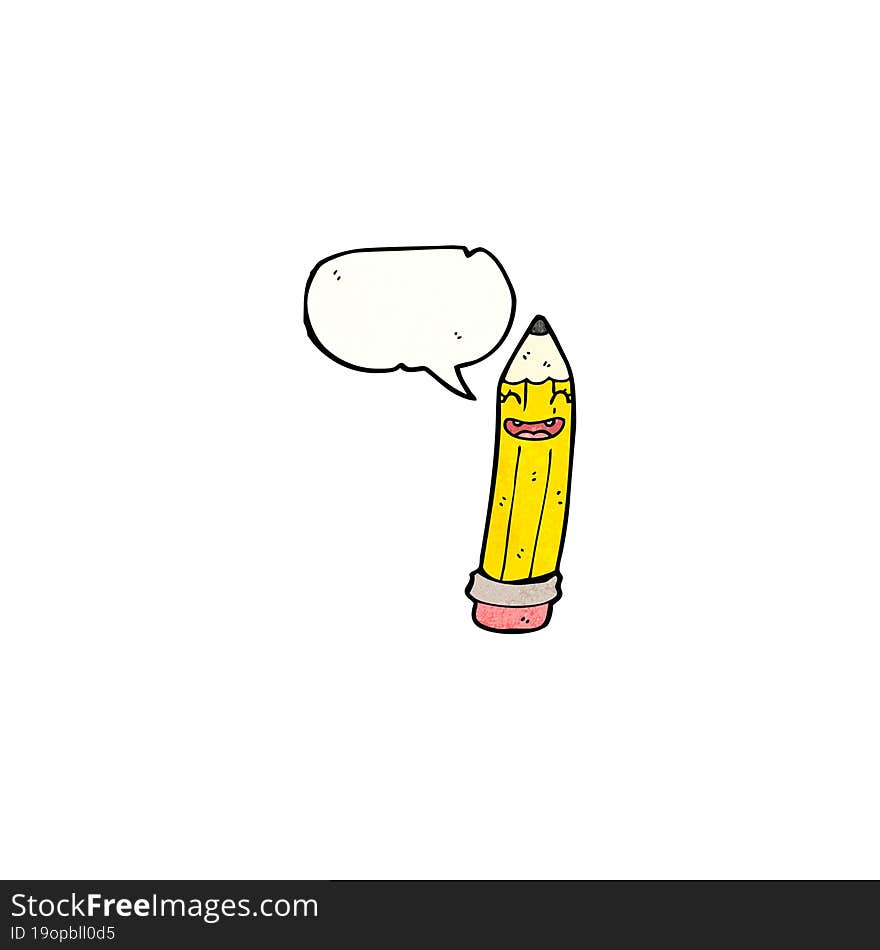 cartoon pencil with speech bubble