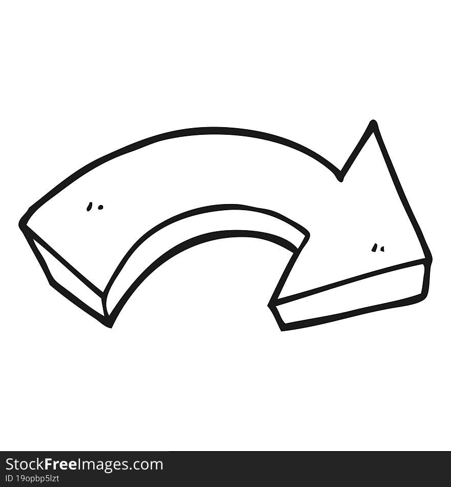 black and white cartoon pointing arrow