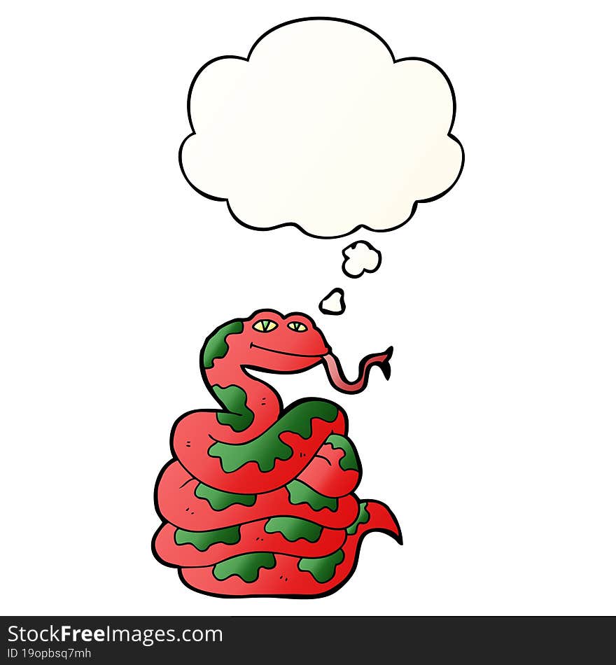 cartoon snake and thought bubble in smooth gradient style