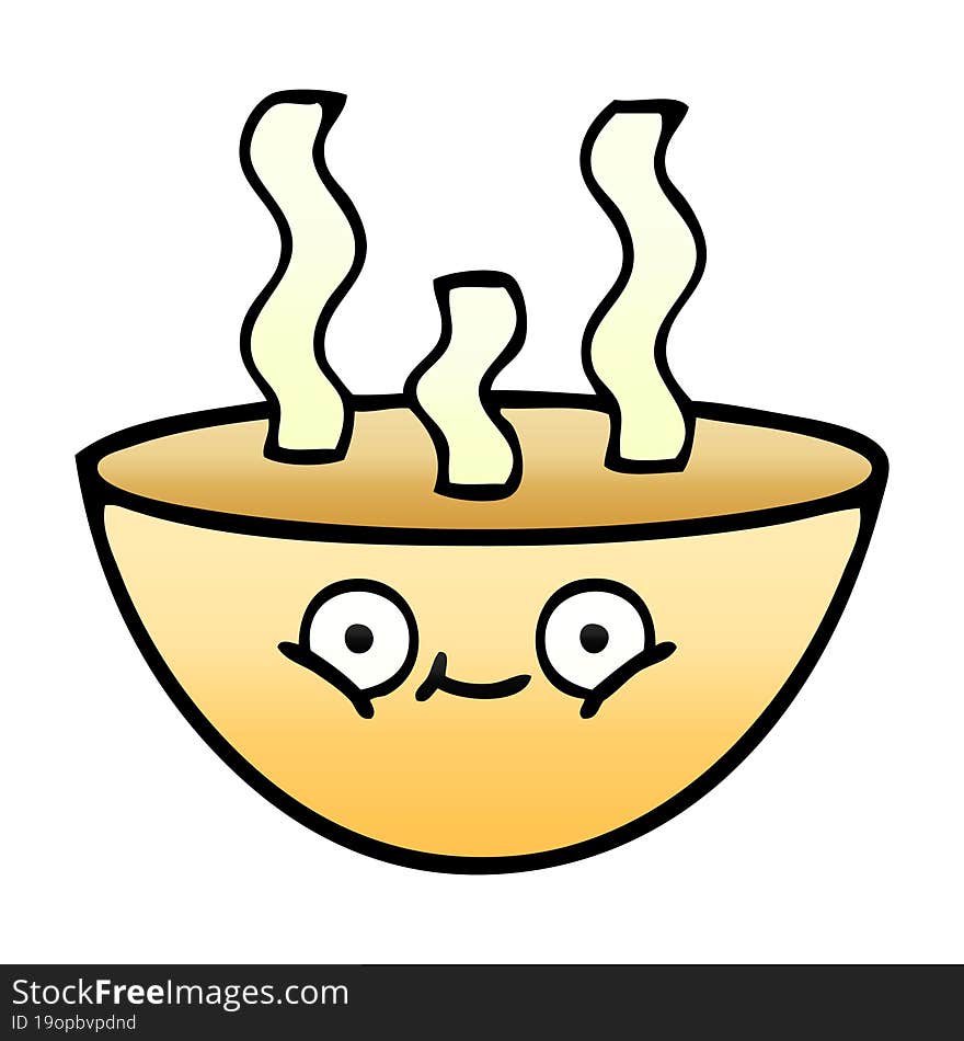 gradient shaded cartoon bowl of hot soup