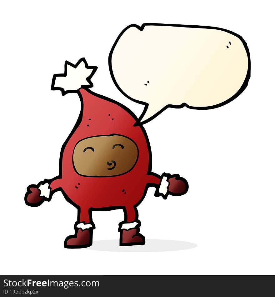 cartoon funny christmas character with speech bubble