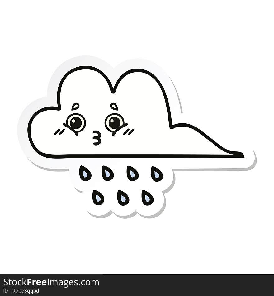 sticker of a cute cartoon rain cloud