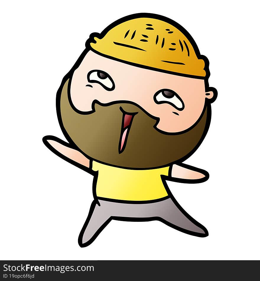 cartoon happy bearded man. cartoon happy bearded man