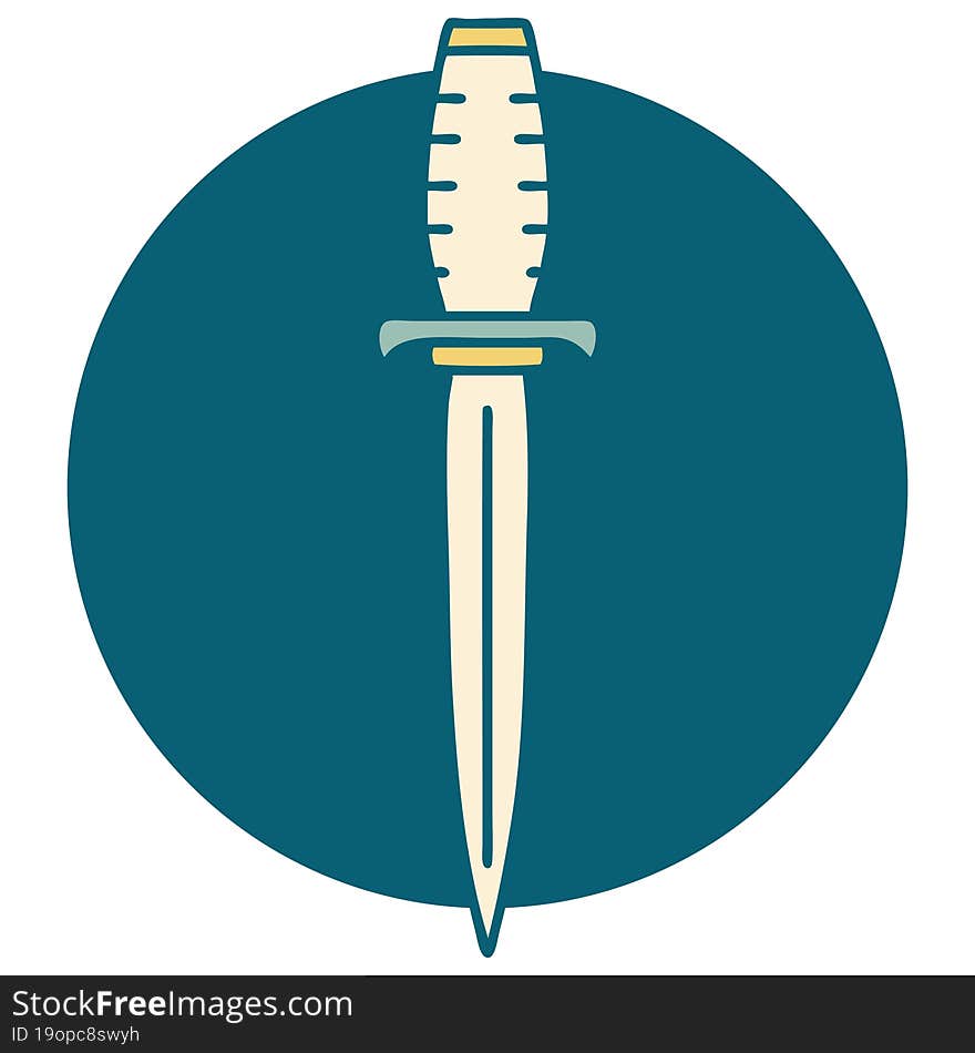 iconic tattoo style image of a dagger. iconic tattoo style image of a dagger