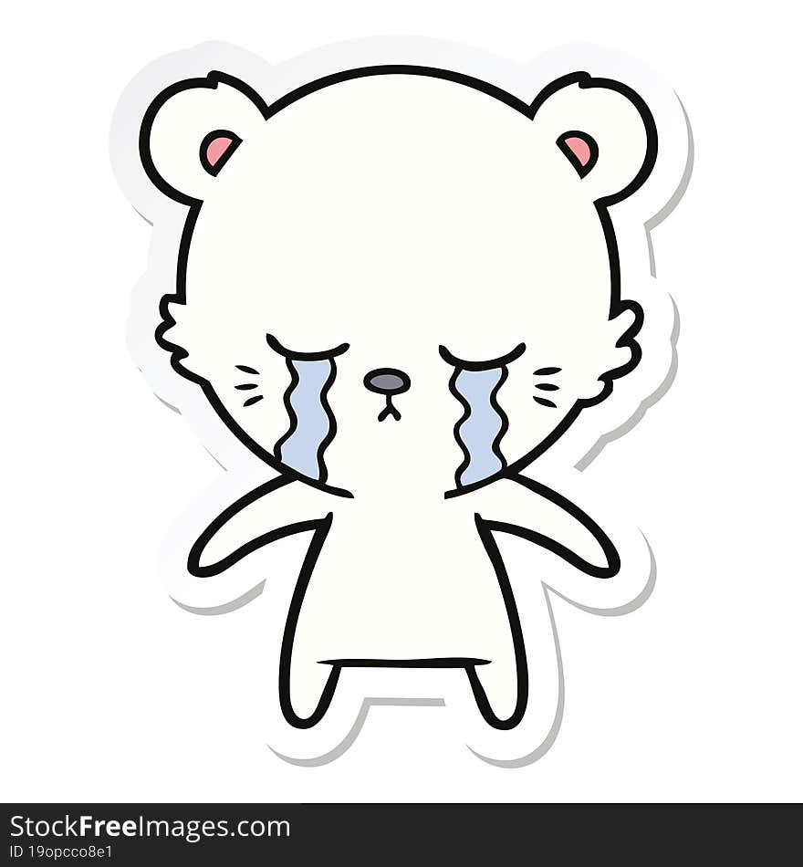 sticker of a crying cartoon polarbear